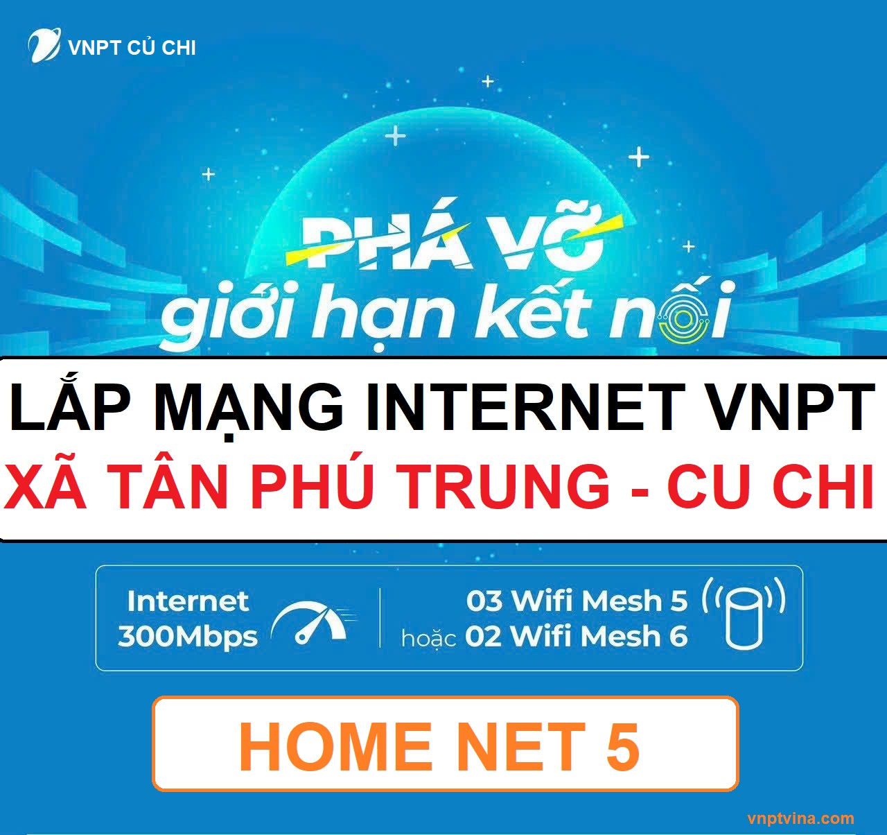 Lắp mạng internet VNPT xã Tân Phú Trung huyện củ chi