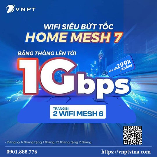 Home wifi mesh 7 giá cước 299.000đ/tháng áp dụng khu vực ngoại thành HCM và các tỉnh thành khác