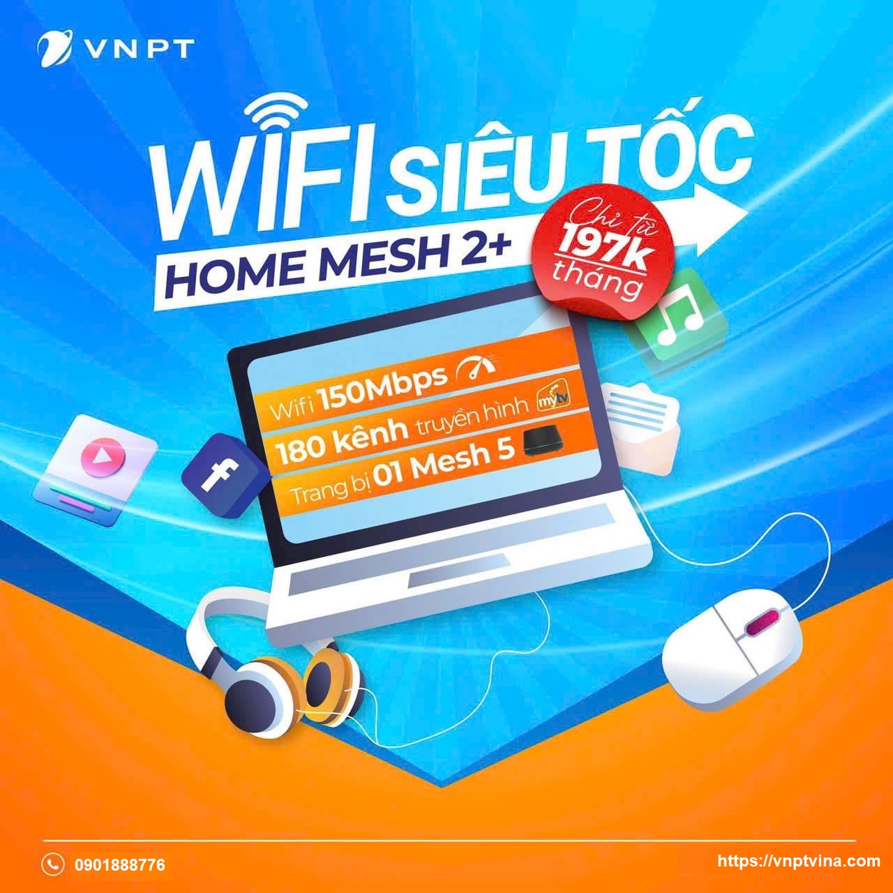 gói cước home wifi mesh 2 VNPT